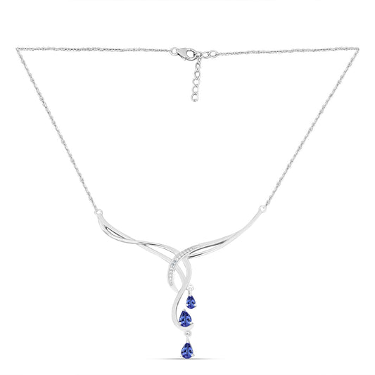 Naszyjnik ze srebra próby 925 z tanzanitem klasy AAA
