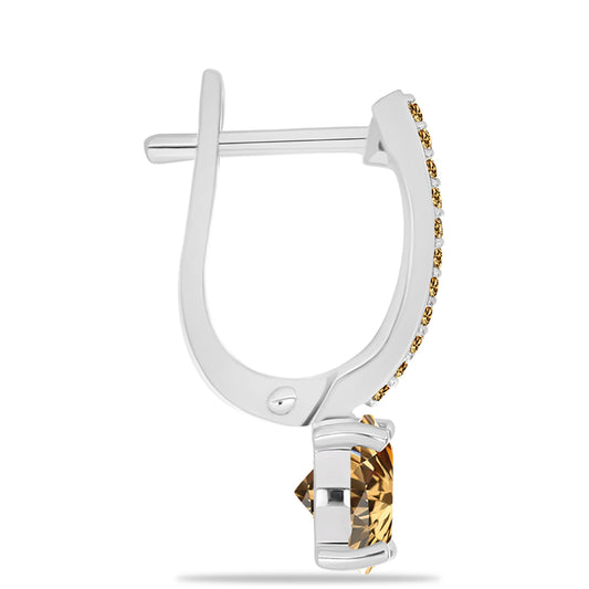 Kolczyki ze srebra próbe 925 z szampańskim mossanitem