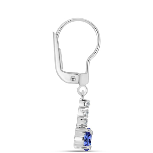 Kolczyki ze srebra próbe 925 z tanzanitem klasy AAA i białym topazem