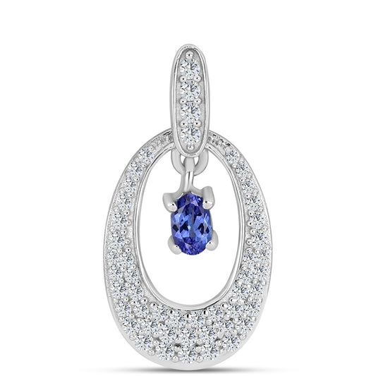 Zawieszka ze srebra próba 925 z tanzanitem klasy AAA i białym topazem