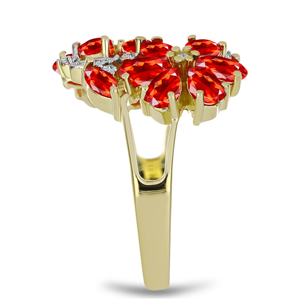 Pierścionek srebrny pozłacany z czerwonym opalem etiopskim i białym topazem 4 