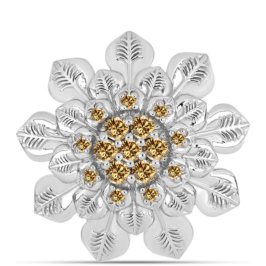 Broszka ze srebra próby 925 z szampańskim mossanitem