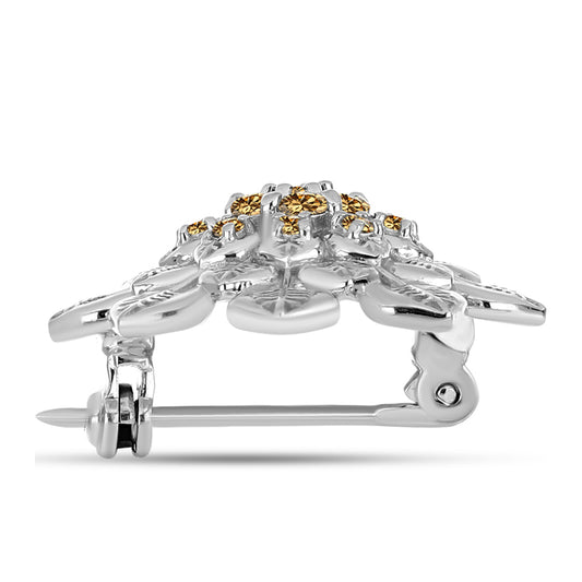 Broszka ze srebra próby 925 z szampańskim mossanitem