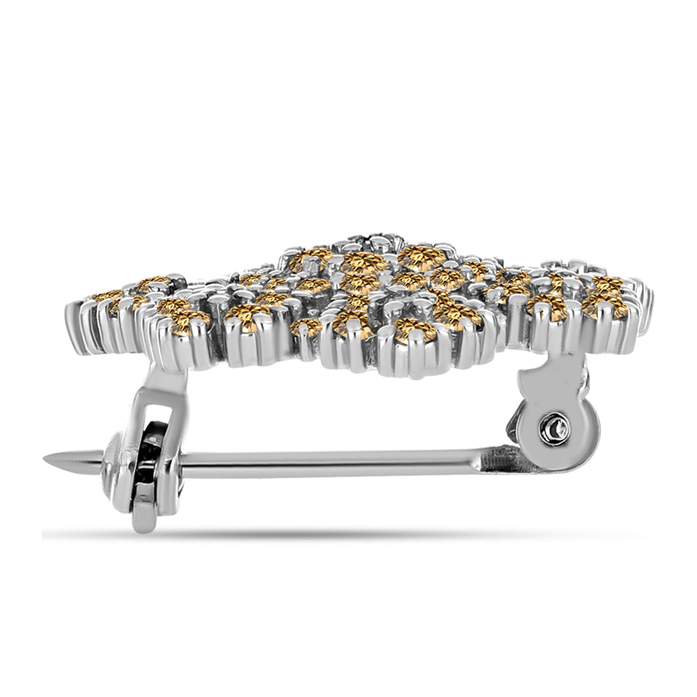 Broszka ze srebra próby 925 z szampańskim mossanitem 2 