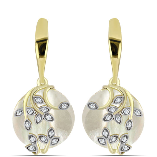 Kolczyki srebrne pozłacane z matką pereł i białym topazem