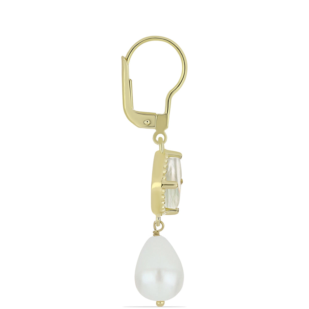 Kolczyki srebrne pozłacane z matką pereł i białą perłą słodkowodną 2 