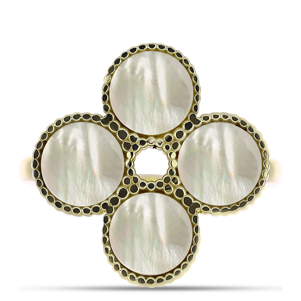 Pierścionek srebrny pozłacany z matką pereł