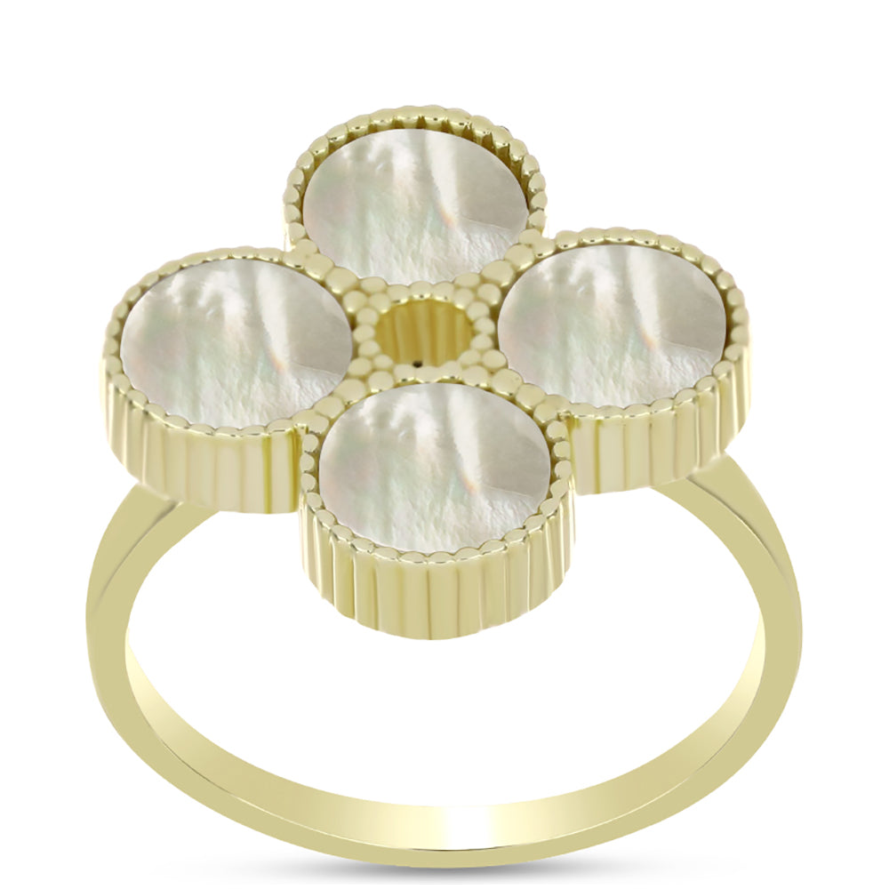 Pierścionek srebrny pozłacany z matką pereł