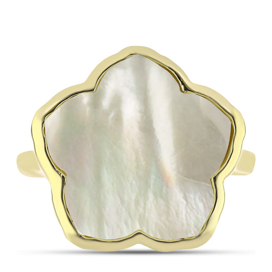 Pierścionek srebrny pozłacany z matką pereł