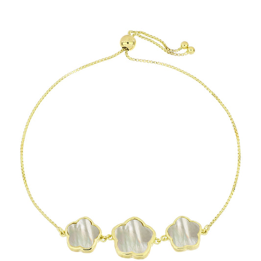 Bransoletka srebrna pozłacana z matką pereł