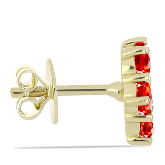 Kolczyki srebrne pozłacane z czerwonym opalem etiopskim i białym topazem