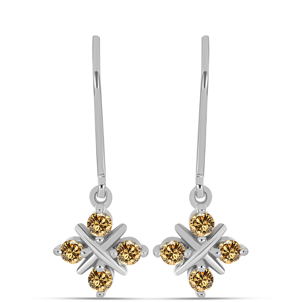 Kolczyki ze srebra próbe 925 z szampańskim mossanitem 1 