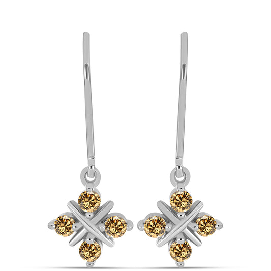 Kolczyki ze srebra próbe 925 z szampańskim mossanitem