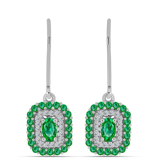 Kolczyki ze srebra próbe 925 z Granatem Kijani i białym topazem