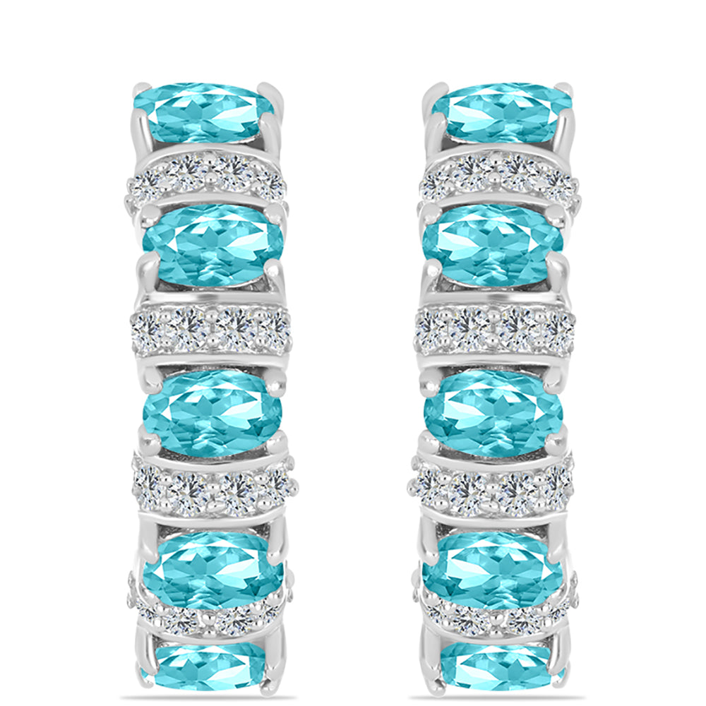 Kolczyki ze srebra próbe 925 z kwarcem Paraiba i białym topazem