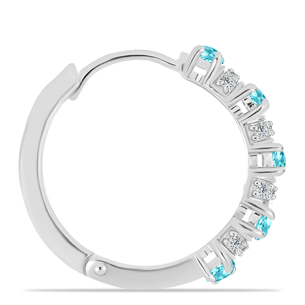 Kolczyki ze srebra próbe 925 z kwarcem Paraiba i białym topazem 2 