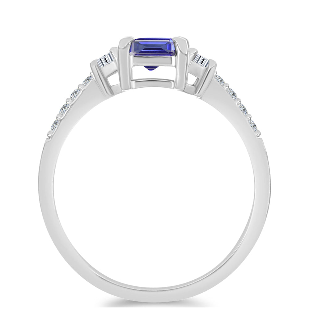 Pierścionek ze srebra próby 925 z tanzanitem klasy AAA i białym topazem
