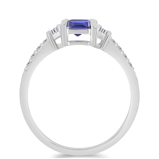 Pierścionek ze srebra próby 925 z tanzanitem klasy AAA i białym topazem