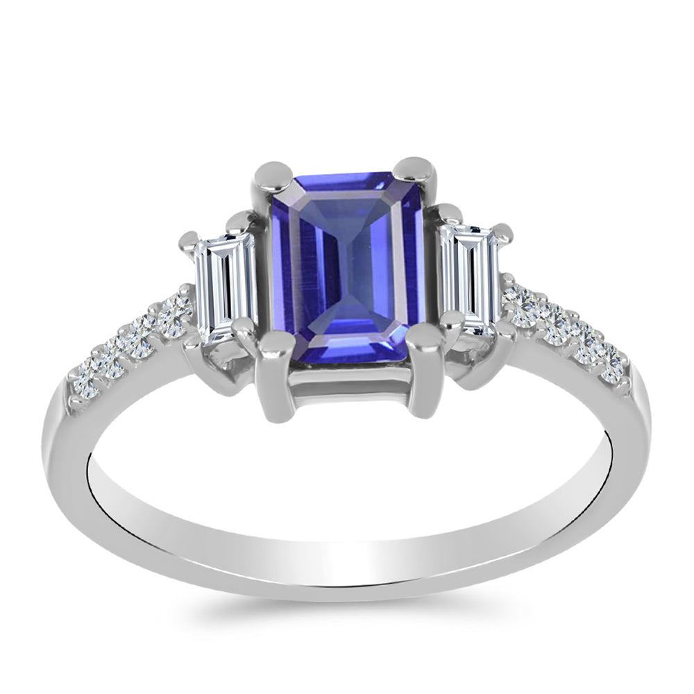 Pierścionek ze srebra próby 925 z tanzanitem klasy AAA i białym topazem 3 