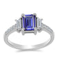 Pierścionek ze srebra próby 925 z tanzanitem klasy AAA i białym topazem