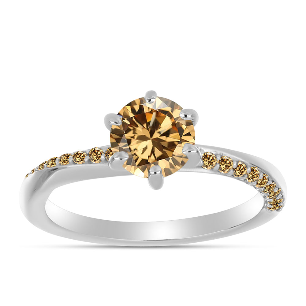 Pierścionek ze srebra próby 925 z szampańskim mossanitem