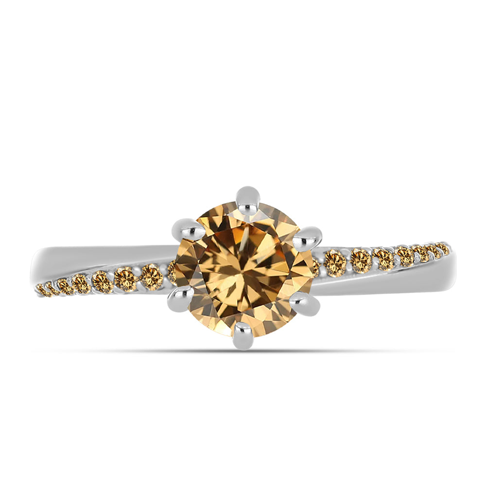 Pierścionek ze srebra próby 925 z szampańskim mossanitem 3 