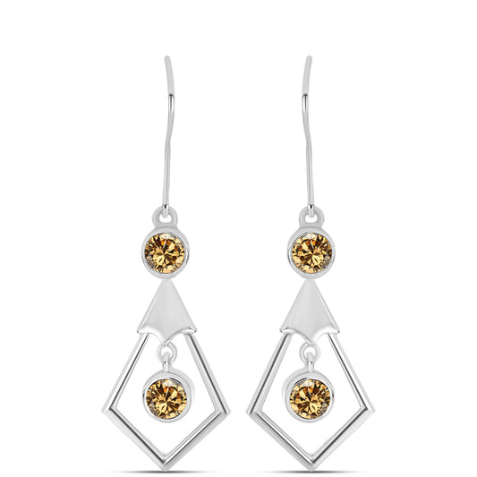 Kolczyki ze srebra próbe 925 z szampańskim mossanitem