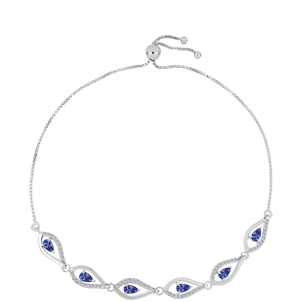 Bransoletka ze srebra próba 925 z tanzanitem klasy AAA i białym topazem