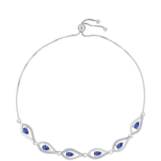 Bransoletka ze srebra próba 925 z tanzanitem klasy AAA i białym topazem
