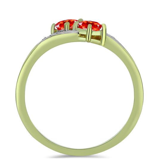 Pierścionek srebrny pozłacany z czerwonym opalem etiopskim i białym topazem