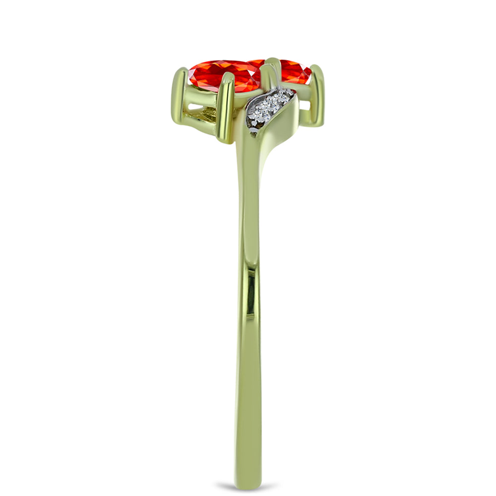 Pierścionek srebrny pozłacany z czerwonym opalem etiopskim i białym topazem 4 