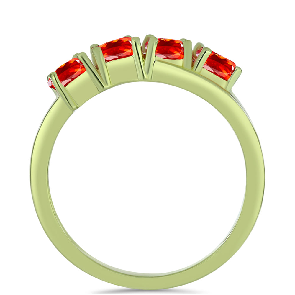 Pierścionek srebrny pozłacany z czerwonym opalem etiopskim