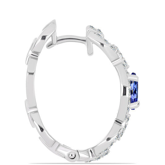 Kolczyki ze srebra próbe 925 z tanzanitem klasy AAA i białym topazem