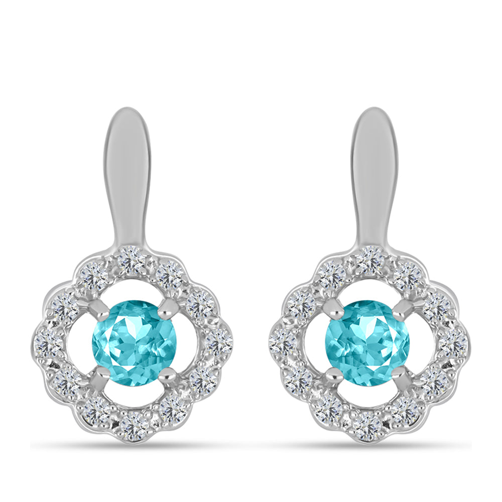 Kolczyki ze srebra próbe 925 z kwarcem Paraiba i białym topazem