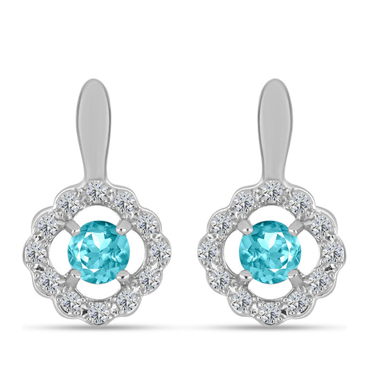 Kolczyki ze srebra próbe 925 z kwarcem Paraiba i białym topazem