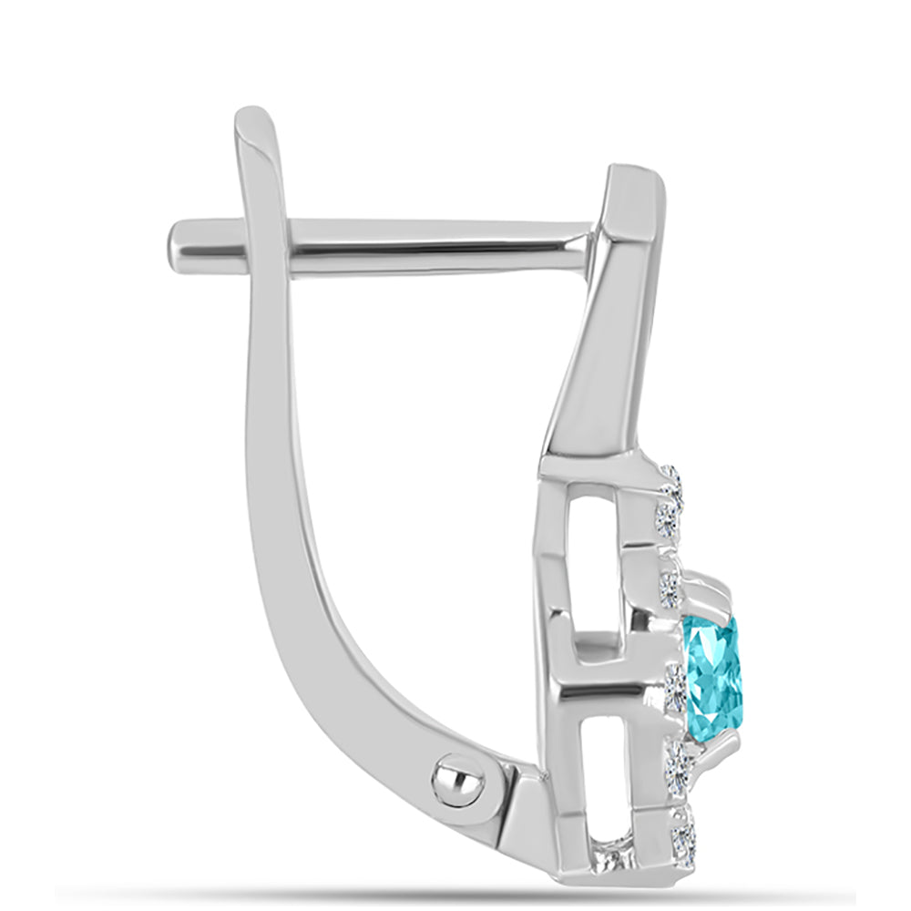 Kolczyki ze srebra próbe 925 z kwarcem Paraiba i białym topazem 2 