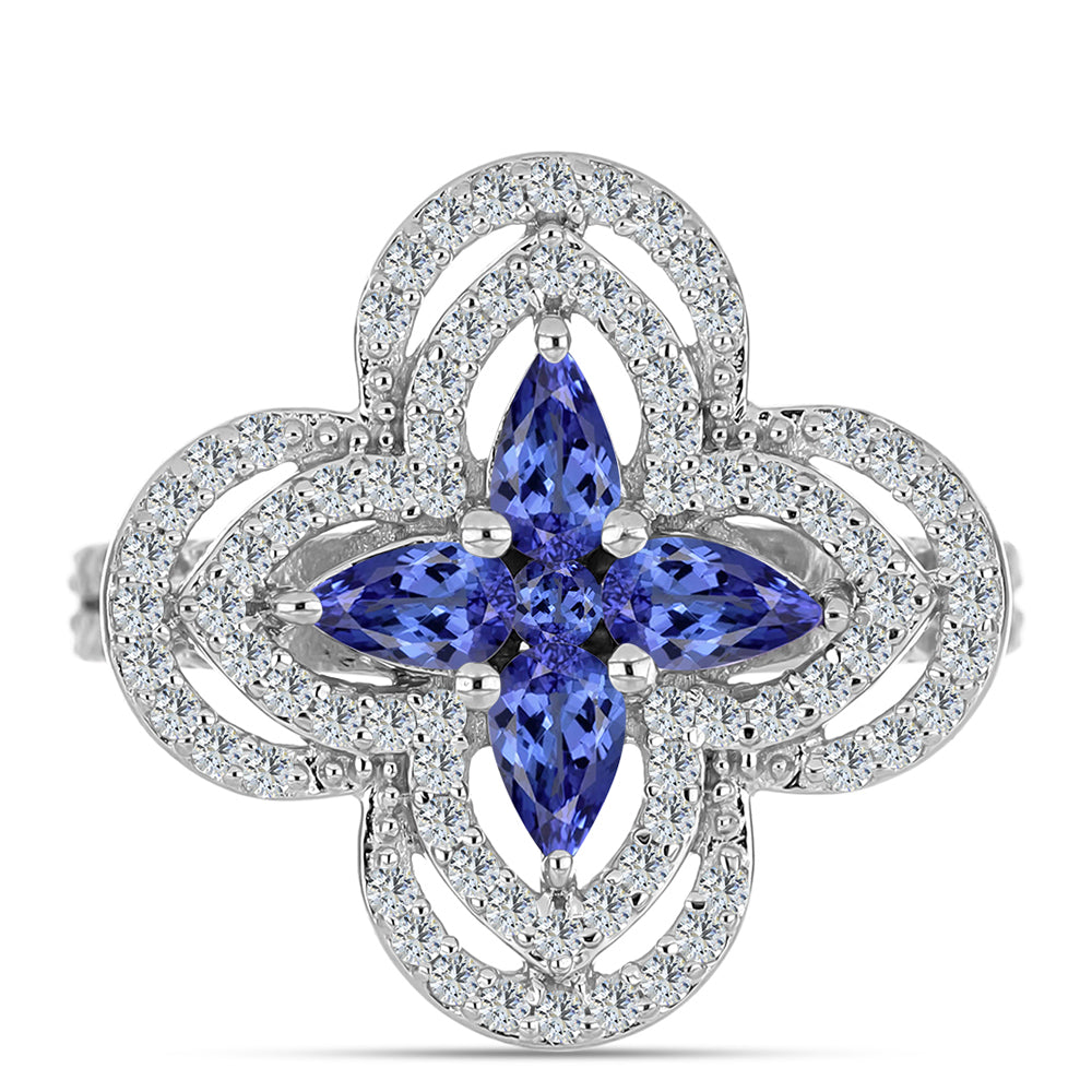 Pierścionek ze srebra próby 925 z tanzanitem klasy AAA