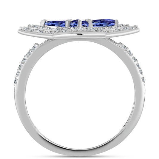 Pierścionek ze srebra próby 925 z tanzanitem klasy AAA