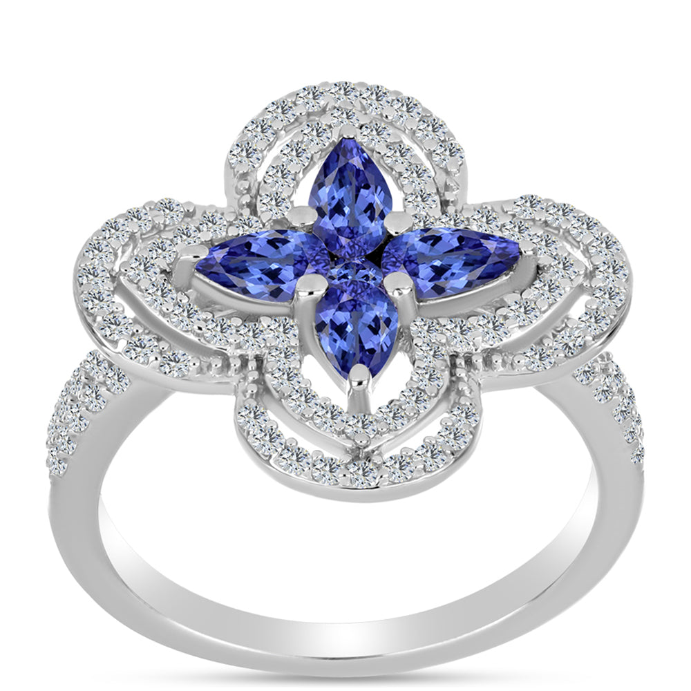 Pierścionek ze srebra próby 925 z tanzanitem klasy AAA 3 