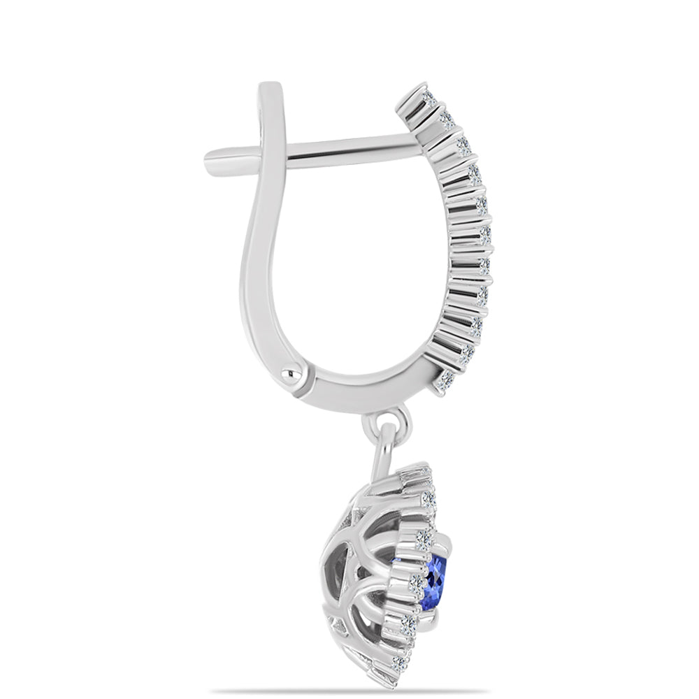 Kolczyki ze srebra próbe 925 z tanzanitem klasy AAA i białym topazem 2 