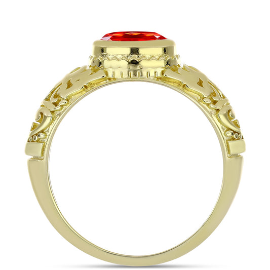 Pierścionek srebrny pozłacany z czerwonym opalem etiopskim