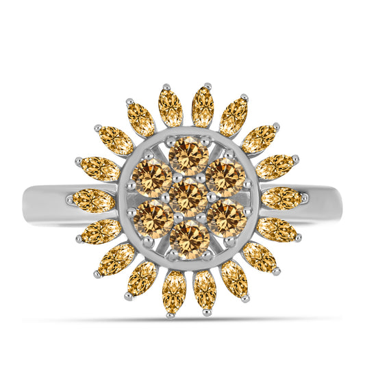 Pierścionek ze srebra próby 925 z szampańskim mossanitem