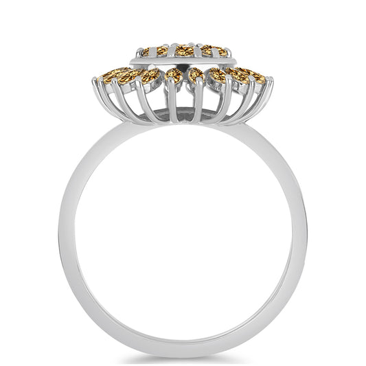 Pierścionek ze srebra próby 925 z szampańskim mossanitem