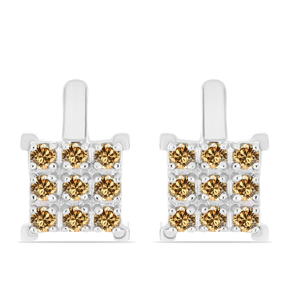 Kolczyki ze srebra próbe 925 z szampańskim mossanitem