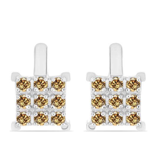 Kolczyki ze srebra próbe 925 z szampańskim mossanitem