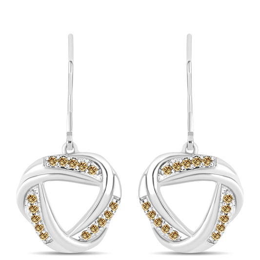 Kolczyki ze srebra próbe 925 z szampańskim mossanitem