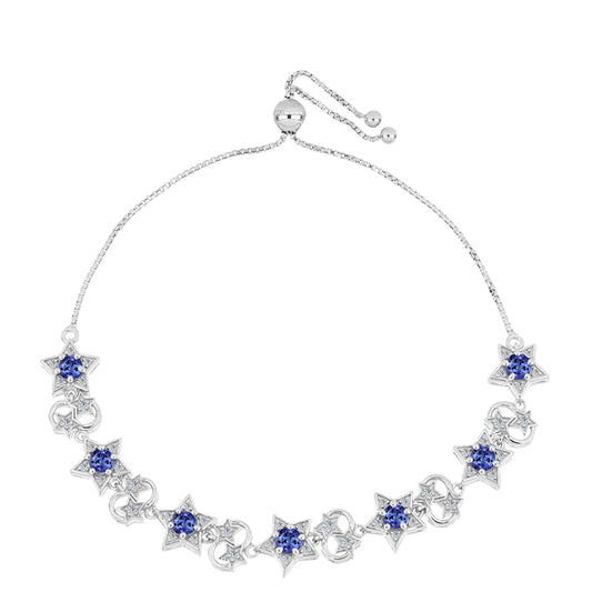 Bransoletka ze srebra próba 925 z tanzanitem klasy AAA i białym topazem