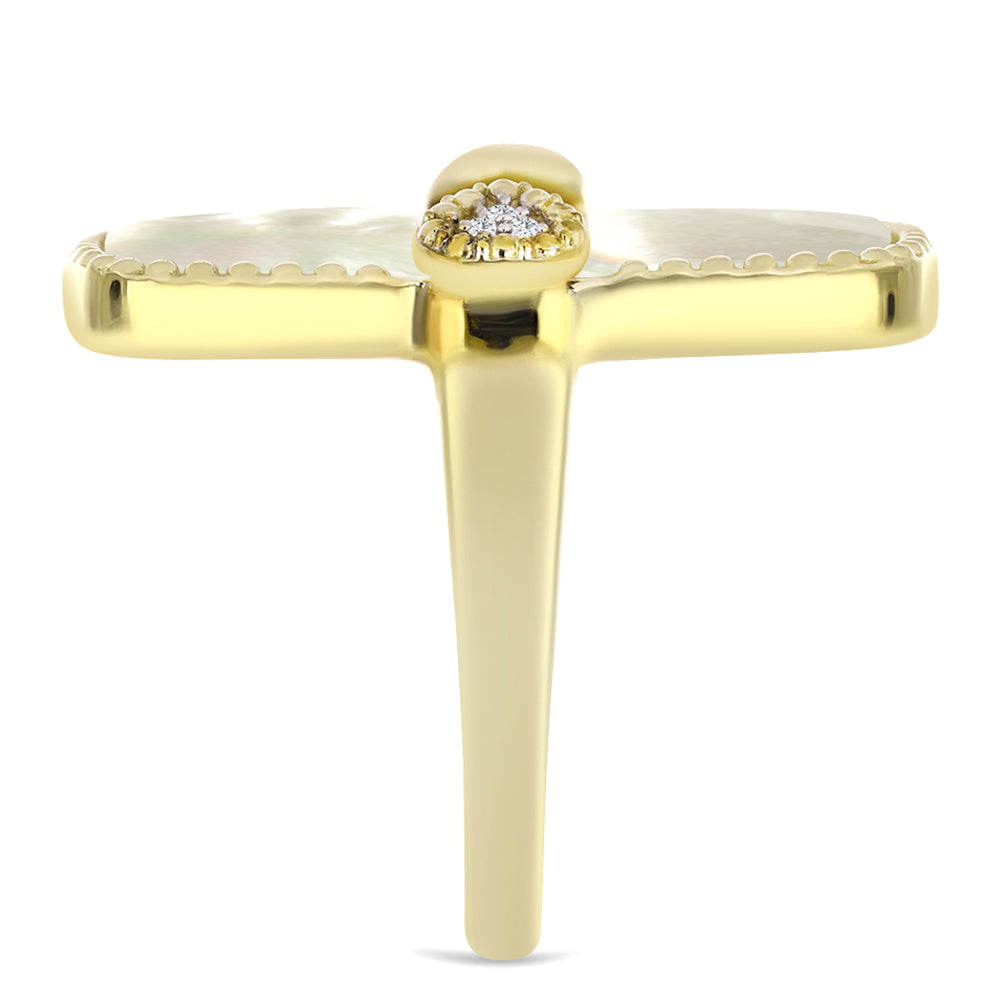 Pierścionek srebrny pozłacany z matką pereł i białym topazem 4 