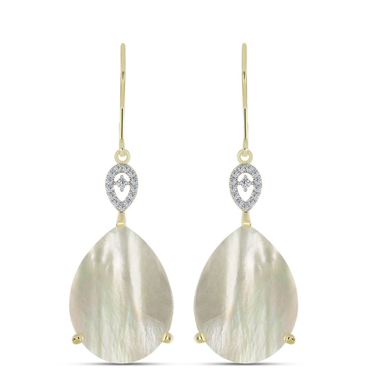 Kolczyki srebrne pozłacane z matką pereł i białym topazem