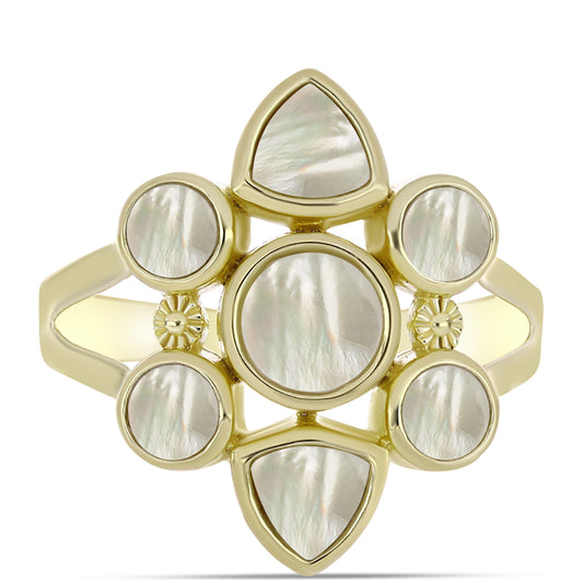 Pierścionek srebrny pozłacany z matką pereł